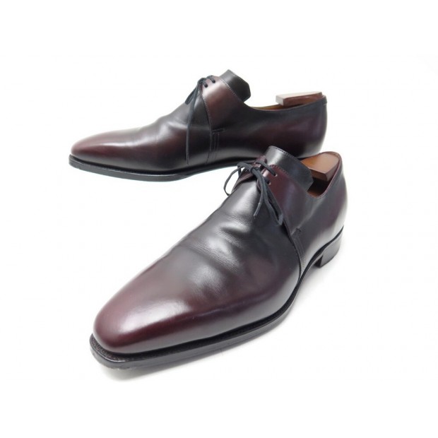 NEUF CHAUSSURES CORTHAY DERBY ARCA 8.5 42.5 CUIR BORDEAUX EMBAUCHOIRS NEW 1580€