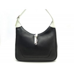 SAC A MAIN HERMES TRIM 31 EN CUIR BICOLORE NOIR ET BLANC LEATHER HAND BAG 4200€