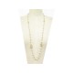 NEUF COLLIER CHANEL LOGO CC & PERLES SAUTOIR 95CM EN METAL DORE NECKLACE 1290€