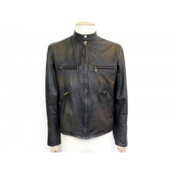 BLOUSON RALPH LAUREN DOUBLE RL VESTE 48 M CUIR NOIR BLACK LEATHER JACKET 1950€