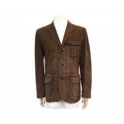 VESTE POLO RALPH LAUREN BLOUSON 48 M EN CUIR VELOURS MARRON BROWN JACKET 1000€