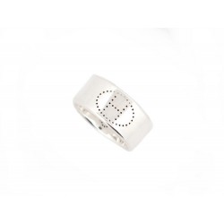 BAGUE HERMES ECLIPSE RUBAN GM MOTIF EVELYNE T 63 ARGENT MASSIF SILVER RING 355€