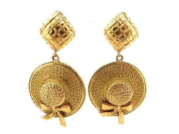  boucles d'oreilles clips chanel chapeau de