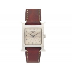 MONTRE HERMES HEURE H HH1.210 QUARTZ 21 MM EN ACIER ET CUIR MARRON WATCH 2300€