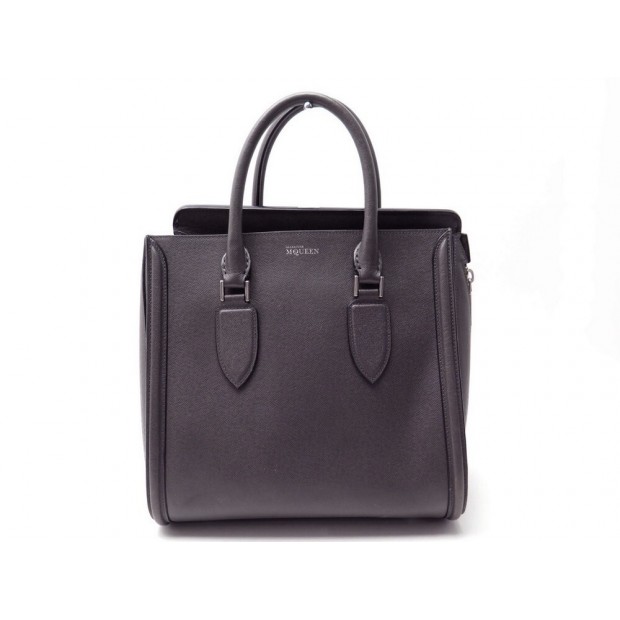 SAC A MAIN ALEXANDER MC QUEEN HEROINE EN CUIR GRAINE GRIS 30 CM HAND BAG 1495€