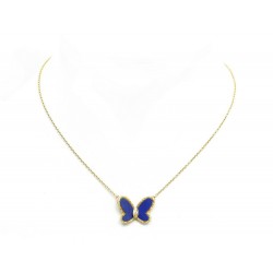 VINTAGE COLLIER VAN CLEEF & ARPELS PAPILLON LAPIS LAZULI OR 18K DIAMANT NECKLACE