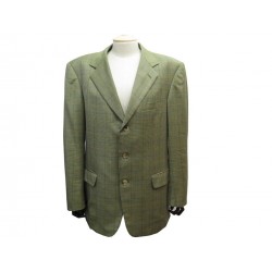 NEUF VESTE HERMES L 50 EN LAINE A CARREAUX VERT G115 GREEN WOOL JACKET 1700€