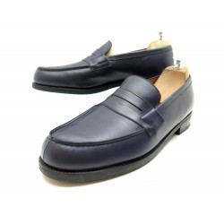 CHAUSSURES JM WESTON MOCASSINS 180 9.5C 43.5 CUIR BLEU MARINE LEATHER SHOES 695€