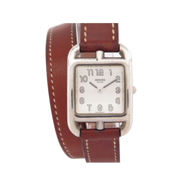 MONTRE HERMES CAPE COD DOUBLE TOUR CC1.250 EN ACIER PALLADIE QUARTZ WATCH 2400€