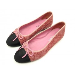 CHAUSSURES CHANEL CAMELIA G02819 39.5 BALLERINES EN VELOURS ROSE FLAT SHOES 750€