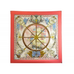 FOULARD HERMES VIVE LE VENT THIOUNE CARRE 90 EN SOIE ROSE SILK SCARF 410€