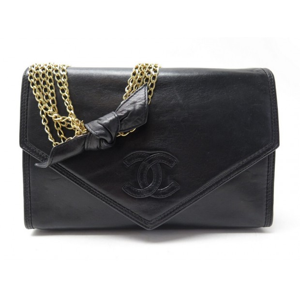 VINTAGE SAC A MAIN CHANEL POCHETTE LOGO CC NOEUD BANDOULIERE CUIR HAND BAG 5500€