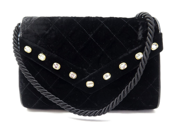 sac a main chanel strass velours matelasse