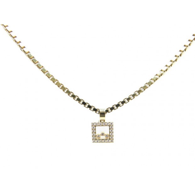 COLLIER CHOPARD HAPPY DIAMOND CARRE OR DIAMANTS 