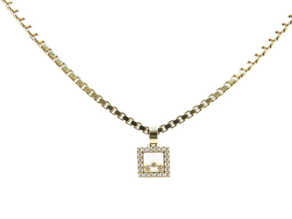 collier chopard happy diamonds curves pendentif carre