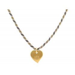 VINTAGE PENDENTIF YVES SAINT LAURENT COEUR IN LOVE AGAIN EN METAL DORE PENDANT