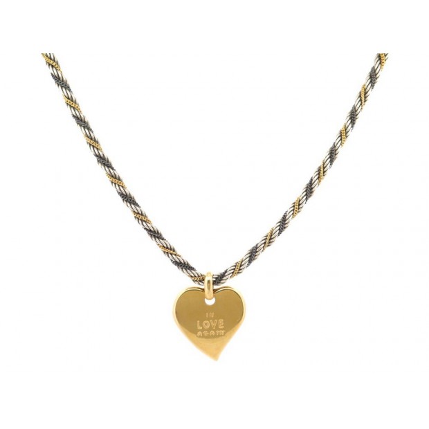 VINTAGE PENDENTIF YVES SAINT LAURENT COEUR IN LOVE AGAIN EN METAL DORE PENDANT