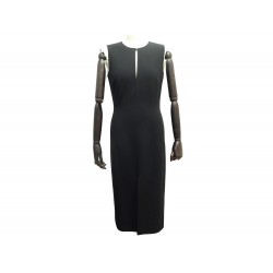 NEUF ROBE LONGUE SANS MANCHES CELINE S 36 EN LAINE NOIRE BLACK WOOL DRESS 2100€