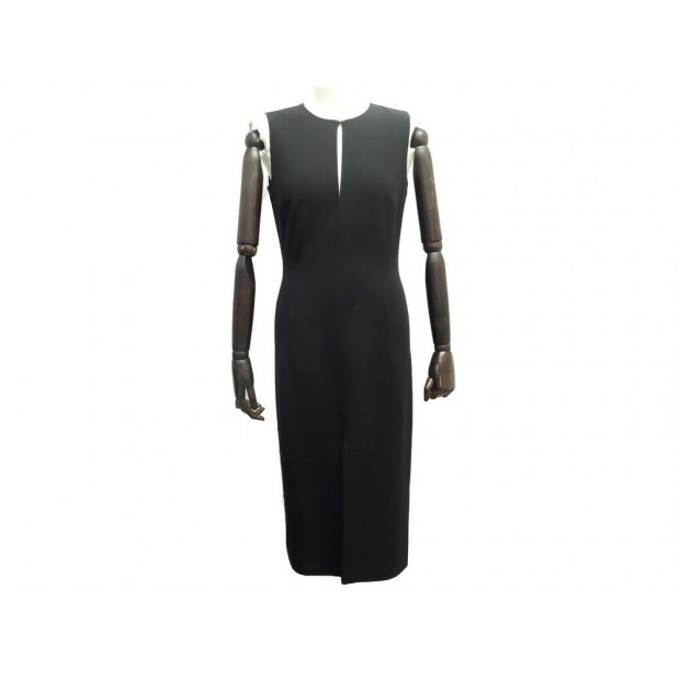 NEUF ROBE LONGUE SANS MANCHES CELINE S 36 EN LAINE NOIRE BLACK WOOL DRESS 2100€