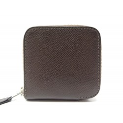 PORTE MONNAIE HERMES EN CUIR EPSOM MARRON + BOITE LEATHER COIN CASE PURSE 414€