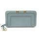 PORTEFEUILLE CHLOE MARCIE ZIPPE 3P0570 MONNAIE EN CUIR GRAINE BLEU WALLET 425€