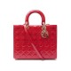 NEUF SAC A MAIN CHRISTIAN DIOR LADY LARGE EN CUIR VERNIS ROUGE + BOITE BAG 4900€