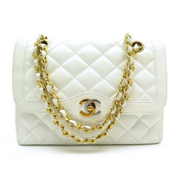 VINTAGE SAC A MAIN CHANEL TIMELESS EN CUIR MATELASSE BLANC LEATHER BAG 7300€