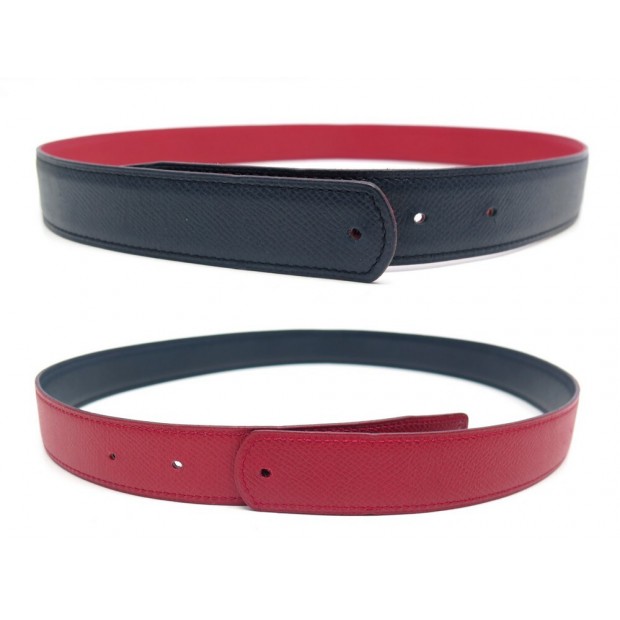 LIEN CEINTURE HERMES REVERSIBLE 28MM 75 CUIR EPSOM BLEU ROUGE LEATHER BELT 330€