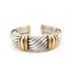 BRACELET O.J. PERRIN JONC GODRON EN OR JAUNE 18K & ARGENT MASSIF SILVER BANGLE