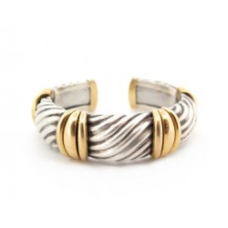 BRACELET O.J. PERRIN JONC GODRON EN OR JAUNE 18K & ARGENT MASSIF SILVER BANGLE