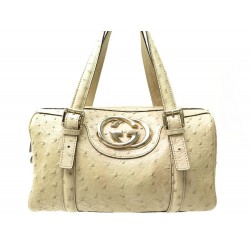 SAC A MAIN GUCCI BOSTON BRITT MEDIUM 170009 CUIR AUTRUCHE BEIGE HAND BAG 4260€