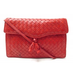 VINTAGE SAC A MAIN BOTTEGA VENETA BANDOULIERE CUIR INTRECCIATO ROUGE POUCH 950€