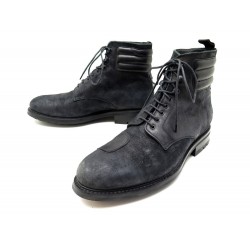 CHAUSSURES HESCHUNG BOTTINES BIKER 9.5 43.5 CUIR & DAIM ANTHRACITE BOOTS 650€