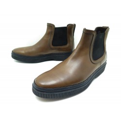 NEUF CHAUSSURES TOD'S BOTTINES 9.5 UK 44 FR EN CUIR MARRON NEW BOOTS SHOES 550€