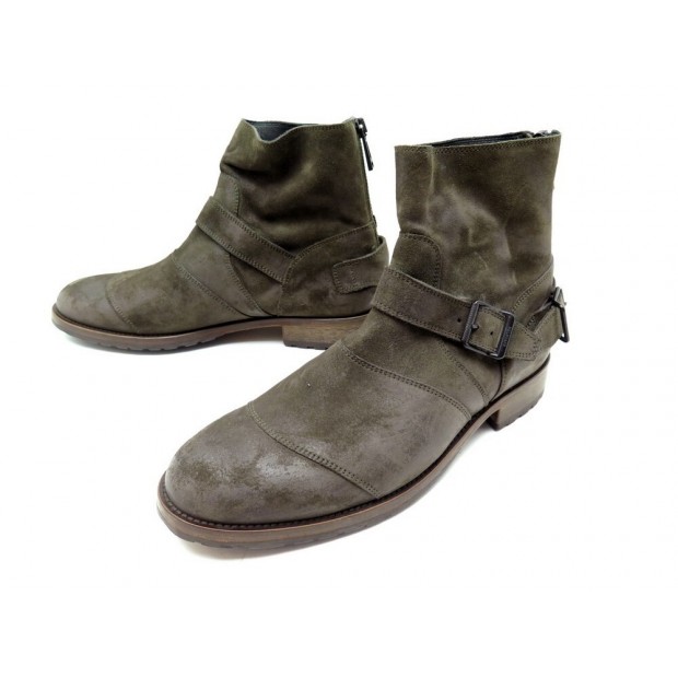 NEUF CHAUSSURES BELSTAFF BOTTINES TRIALMASTER 45 CUIR SUEDE KAKI SHOES 350€