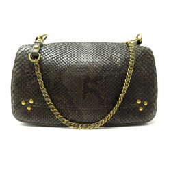 SAC A MAIN JEROME DREYFUSS BOBI S BANDOULIERE EN CUIR PYTHON VERT HAND BAG 1070€