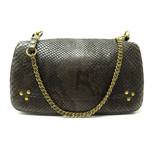 SAC A MAIN JEROME DREYFUSS BOBI S BANDOULIERE EN CUIR PYTHON VERT HAND BAG 1070€