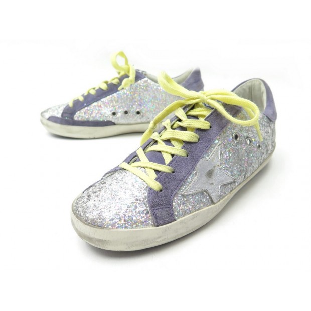 CHAUSSURES GOLDEN GOOSE BASKET SUPERSTAR PAILLETTES VIOLET 38 SNEAKERS 450€