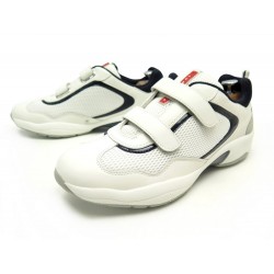 NEUF BASKETS PRADA LUNA ROSSA LUP003 7.5 IT 42.5 FR CUIR BLANC SNEAKERS 250€