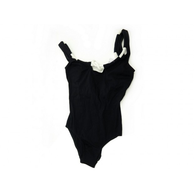 NEUF MAILLOT DE BAIN HERMES 1 PIECE ANCRE JERSEY S 36 NOIR NEW SWIMSUIT 350€