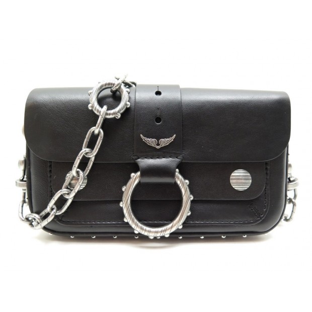 NEUF SAC A MAIN ZADIG & VOLTAIRE KATE WALLET BANDOULIERE CUIR NOIR HAND BAG 320€