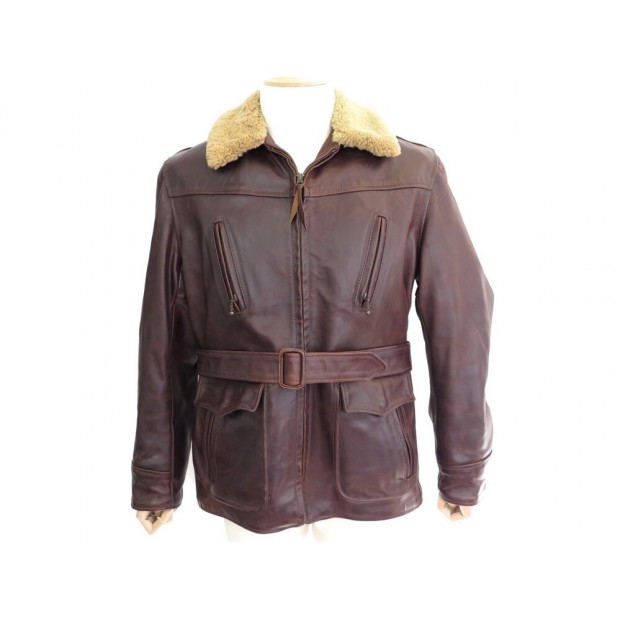 MANTEAU AERO BLOUSON AVIATEUR 50 L EN CUIR CHEVAL VESTE LEATHER FLIGH COAT 1400€