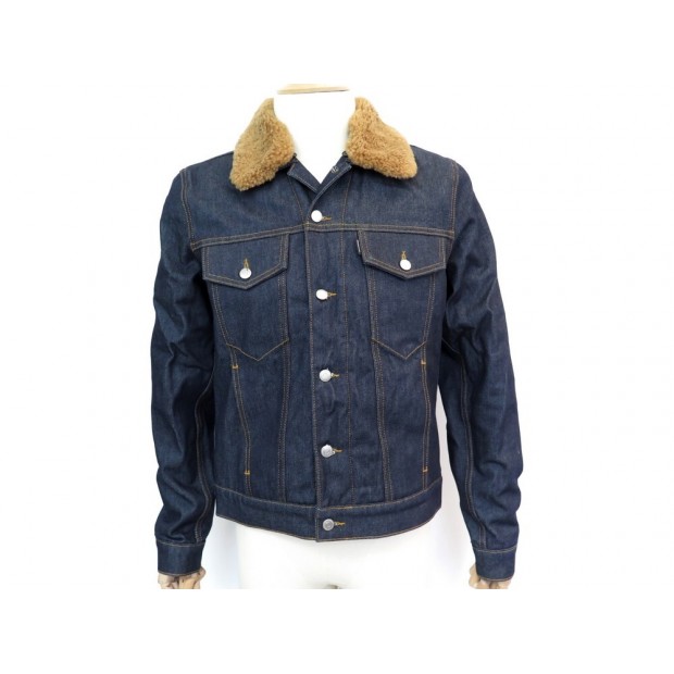 NEUF VESTE SANDRO BLOUSON EN DENIM COL MOUTON XL 52 JEAN BLEU NEW JACKET 345€