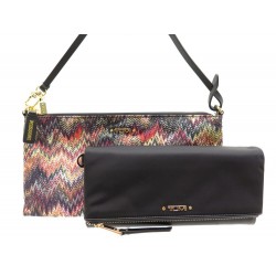 NEUF LOT TUMI POCHETTE MISSONI ACCENT POUCH + PORTEFEUILLE EN TOILE POUCH 405€