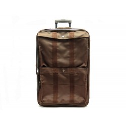 BAGAGE VALISE HERMES HERLINE 45 EN TOILE MARRON BROWN CANVAS TROLLEY SUITCASE