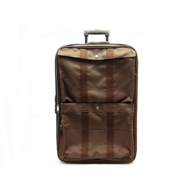 BAGAGE VALISE HERMES HERLINE 45 EN TOILE MARRON BROWN CANVAS TROLLEY SUITCASE