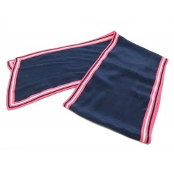 NEUF ECHARPE CHANEL EN SOIE ET LAINE BLEU & ROSE BLUE PINK SILK WOOL SCARF 690€