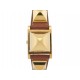 MONTRE HERMES MEDOR 23x23 MM QUARTZ PLAQUE OR + BOITE GOLD WATCH 3650€