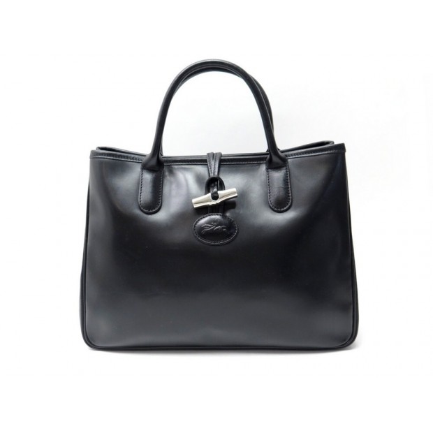 SAC A MAIN LONGCHAMP ROSEAU ESSENTIAL M 1686051001 EN CUIR NOIR LEATHER BAG 490€