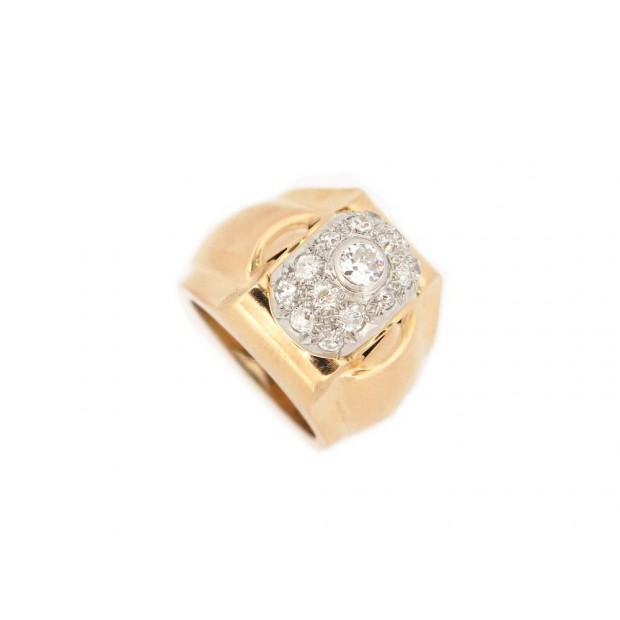 BAGUE T 55 EN OR ROSE 18K & PLATINE 950 SERTIE 15 DIAMANTS 1.37CT DIAMONDS RING